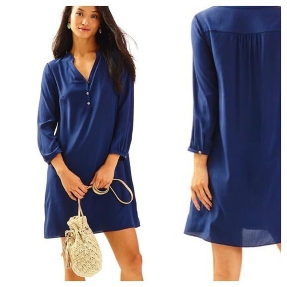 Lilly Pulitzer Delphine Silk Navy Dress
